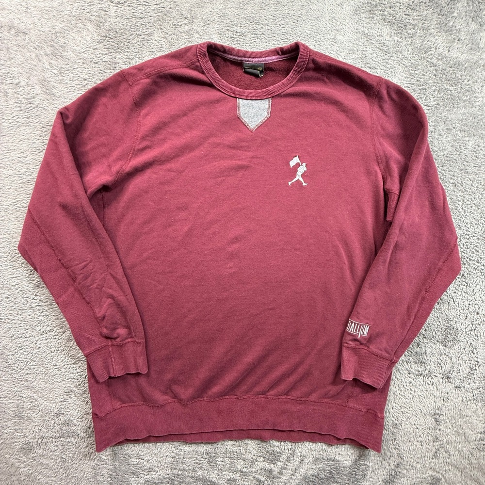 Baseballism Sweatshirt Mens XXXL Burgundy Excellent Crew Neck Embroidered Logo